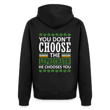 Les vibrations Leprechaun-st.-patrick’s-day-vibes que vous recherchez - Veste à capuche bio Premium Unisexe - noir - Dos - Nico (187cm)