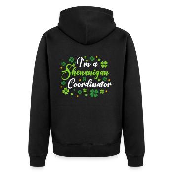 Je suis coordonnatrice de Shenanigan St. Patrick’s - Veste à capuche bio Premium Unisexe - noir - Dos - Nico (187cm)