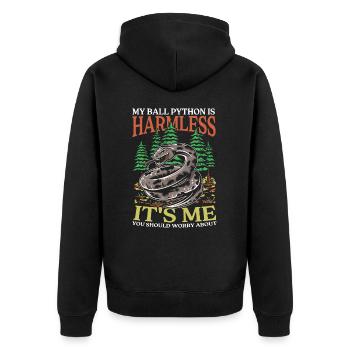 My Ball Python Is Harmless It's Me You Should - Unisex Premium Bio Zip Hoodie - Schwarz - Hinten - Nico (187cm)