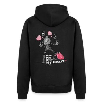 Spielen Sie nicht mit meinem Herzskelett Valentinstag - Unisex Premium Bio Zip Hoodie - Schwarz - Hinten - Nico (187cm)