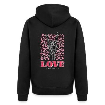 Love Is All You Need Skeleton Valentine's Day - Unisex Premium Organic Zip Hoodie - black - Back - Nico (187cm)