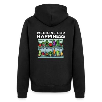 Medicine to Happiness Daily Dose of Vegetables - Unisex Premium Organic Zip Hoodie - black - Back - Nico (187cm)