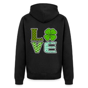 Love Clover Lucky St. Patrick’s Day Vibes - Veste à capuche bio Premium Unisexe - noir - Dos - Nico (187cm)