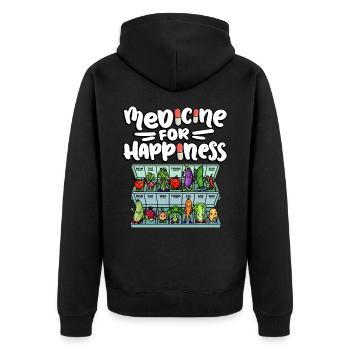 Medicine to Happiness Daily Dose of Vegetables - Unisex Premium Organic Zip Hoodie - black - Back - Nico (187cm)