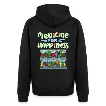 Medicine to Happiness Daily Dose of Vegetables - Unisex Premium Organic Zip Hoodie - black - Back - Nico (187cm)