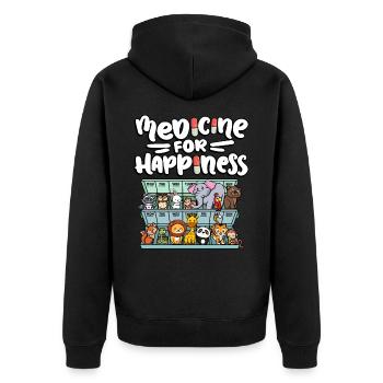 Médecine pour le bonheur Zoo mignon - Veste à capuche bio Premium Unisexe - noir - Dos - Nico (187cm)