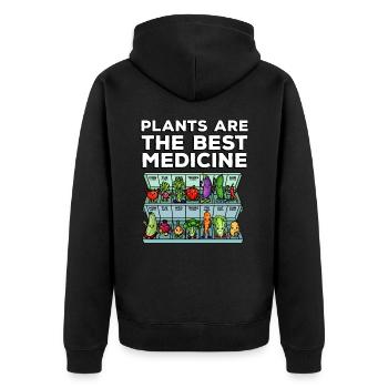 Medicine to Happiness Daily Dose of Vegetables - Unisex Premium Organic Zip Hoodie - black - Back - Nico (187cm)