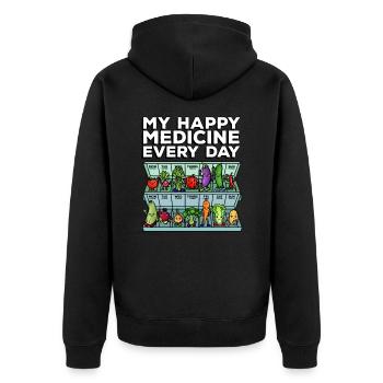 Medicine to Happiness Daily Dose of Vegetables - Unisex Premium Organic Zip Hoodie - black - Back - Nico (187cm)