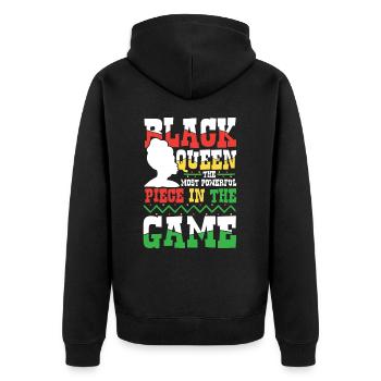 Black Histroy Month Stolz Afro Americkaner für - Unisex Premium Bio Zip Hoodie - Schwarz - Hinten - Nico (187cm)