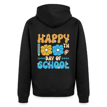 Happy 100th Day of School Flowers Floral Decorations - Unisex Premium Organic Zip Hoodie - black - Back - Nico (187cm)