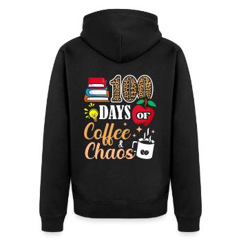 100 jours de café et de chaos Devoirs des manuels scolaires - Veste à capuche bio Premium Unisexe - noir - Dos - Nico (187cm)
