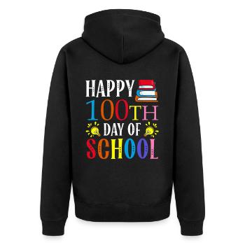 Happy 100th Day Of School Homework Books - Unisex Premium Organic Zip Hoodie - black - Back - Nico (187cm)
