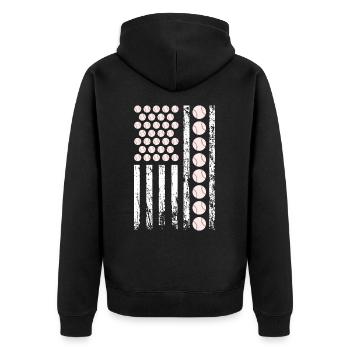 American Sports Baseball Flag Athletic Ballspiel - Unisex Premium Bio Zip Hoodie - Schwarz - Hinten - Nico (187cm)
