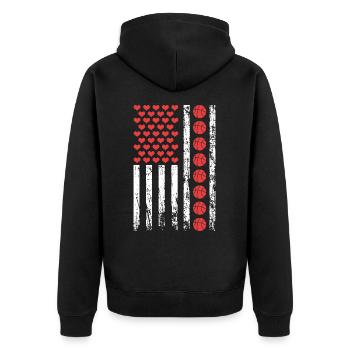 Amerikanischer Sport Basketball Flagge Athletisch - Unisex Premium Bio Zip Hoodie - Schwarz - Hinten - Nico (187cm)