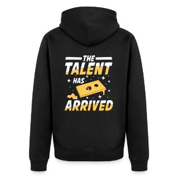 Cornhole Spiel Outdoor Bean Bag Sackloch für - Unisex Premium Bio Zip Hoodie - Schwarz - Hinten - Nico (187cm)