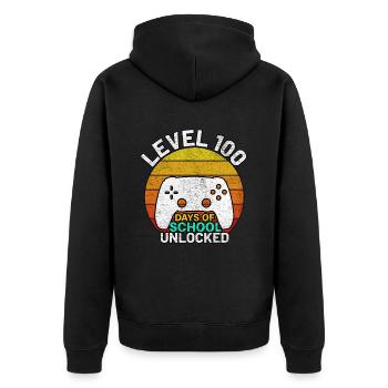 Level 100 Days Of School Gamer 100 Days Of School - Unisex Premium Organic Zip Hoodie - black - Back - Nico (187cm)