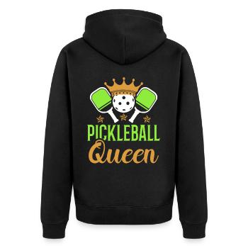 Pickleball-königin Paddel-sport Spiel Spieler - Unisex Premium Bio Zip Hoodie - Schwarz - Hinten - Nico (187cm)