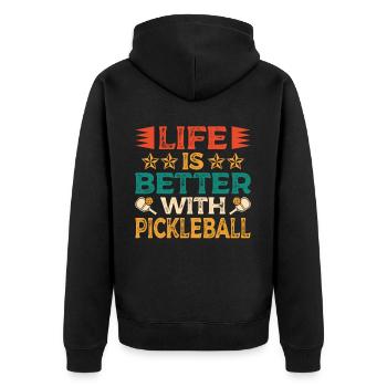 La vie est meilleure avec Pickleball Paddle Sports - Veste à capuche bio Premium Unisexe - noir - Dos - Nico (187cm)