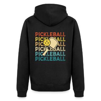 Pickleball Paddle Sports Ballspiel Spieler - Unisex Premium Bio Zip Hoodie - Schwarz - Hinten - Nico (187cm)