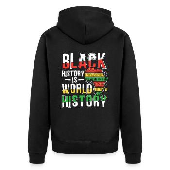 Black Histroy Month Stolz Afro Americkaner für - Unisex Premium Bio Zip Hoodie - Schwarz - Hinten - Nico (187cm)
