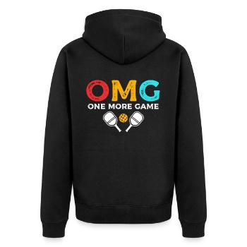 Omg One More Game Paddle Sports Pickleball - Unisex Premium Organic Zip Hoodie - black - Back - Nico (187cm)