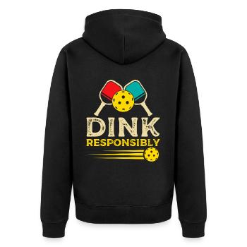 Dink Responsibly Paddle Sports Pickleball - Unisex Premium Organic Zip Hoodie - black - Back - Nico (187cm)