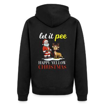 Let It Pee Happy Yellow Christmas für Männer und - Unisex Premium Bio Zip Hoodie - Schwarz - Hinten - Nico (187cm)