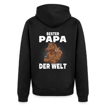 Bester Papa der Welt Vatertag Vater Wildschwein - Unisex Premium Bio Zip Hoodie - Schwarz - Hinten - Nico (187cm)