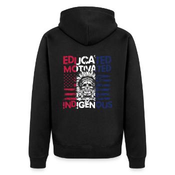 Educated Motivated Indigenous für Ureinwohner - Unisex Premium Bio Zip Hoodie - Schwarz - Hinten - Nico (187cm)