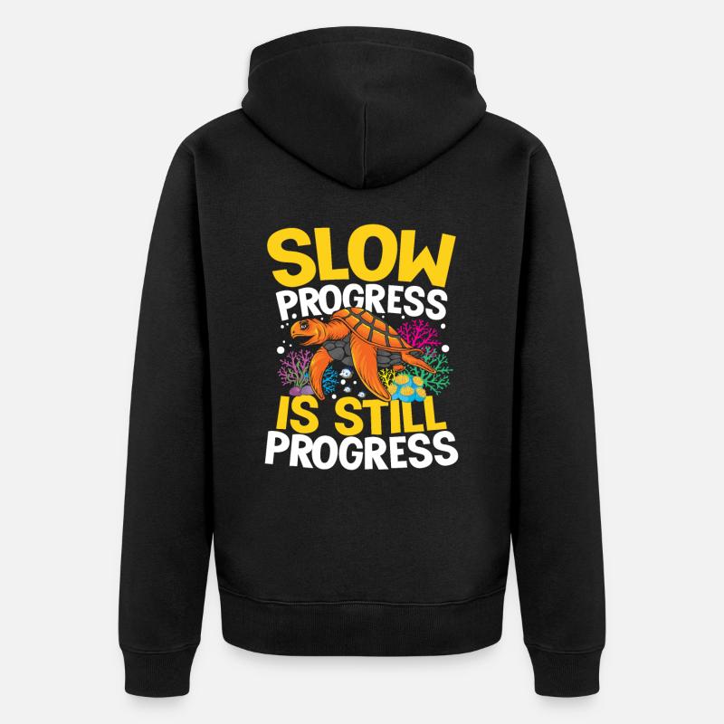 SLOW PROGRESS IS STILL PROGRESS - Unisex Premium Bio Zip Hoodie - Schwarz