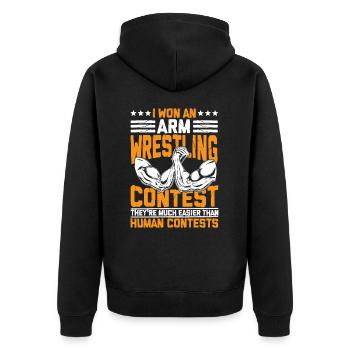 I Won An Arm Wrestling Contest für Armdrücker - Unisex Premium Bio Zip Hoodie - Schwarz - Hinten - Nico (187cm)