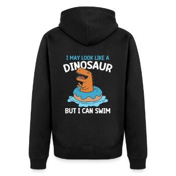 Ich Mag Aussehen Wie Ein Dinosaurier Donut Süßes - Unisex Premium Bio Zip Hoodie - Schwarz - Hinten - Nico (187cm)