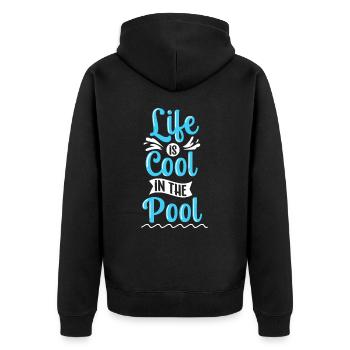 Life is cool swimming in the pool Sports - Unisex Premium Organic Zip Hoodie - black - Back - Nico (187cm)