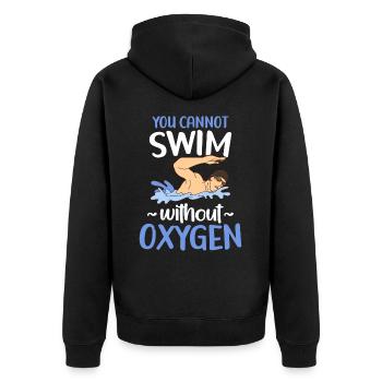Ohne Sauerstoff Kann Man Nicht Schwimmen - Unisex Premium Bio Zip Hoodie - Schwarz - Hinten - Nico (187cm)
