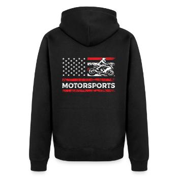 Sport automobile American Flag Racing Sport - Veste à capuche bio Premium Unisexe - noir - Dos - Nico (187cm)
