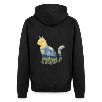Mignon Chat Jouet Nuit Étoilée Fourrure - Veste à capuche bio Premium Unisexe - noir - Dos - Nico (187cm)