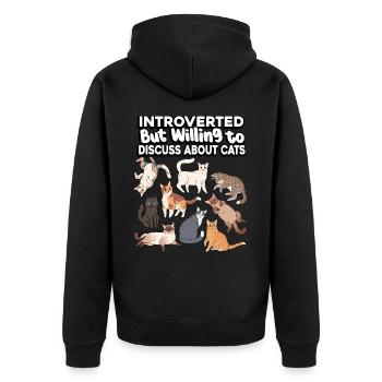 Introverti, mais prêt à parler des chats et - Veste à capuche bio Premium Unisexe - noir - Dos - Nico (187cm)