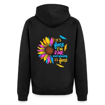 Je vais bien Tout est bon Décor de tournesol - Veste à capuche bio Premium Unisexe - noir - Dos - Nico (187cm)