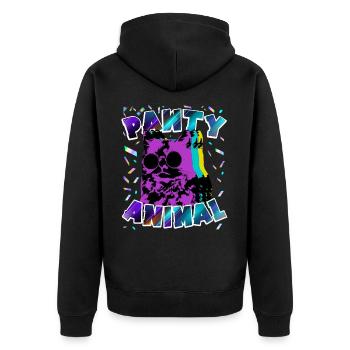 Pawty Animal Creepy Katze Spielzeug Geburtstag - Unisex Premium Bio Zip Hoodie - Schwarz - Hinten - Nico (187cm)