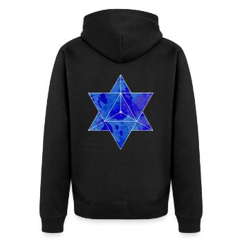 Merkaba - Night Image - Stars - Sacred Geometry - Unisex Premium Organic Zip Hoodie - black - Back - Nico (187cm)