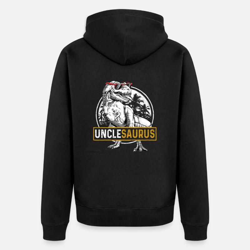 Unclesaurus T rex Dinosaure Oncle Famille Saurus - Veste à capuche bio Premium Unisexe - noir