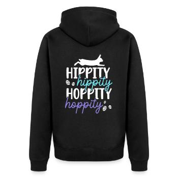 Hippity Hoppity Rabbit Christlicher Feiertag Hase - Unisex Premium Bio Zip Hoodie - Schwarz - Hinten - Nico (187cm)