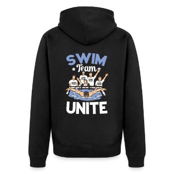 Swim Team Unite Pool Schwimmer Sport Schwimmen - Unisex Premium Bio Zip Hoodie - Schwarz - Hinten - Nico (187cm)