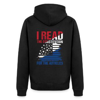 I Read The Constitution For The Articles - Unisex Premium Bio Zip Hoodie - Schwarz - Hinten - Nico (187cm)