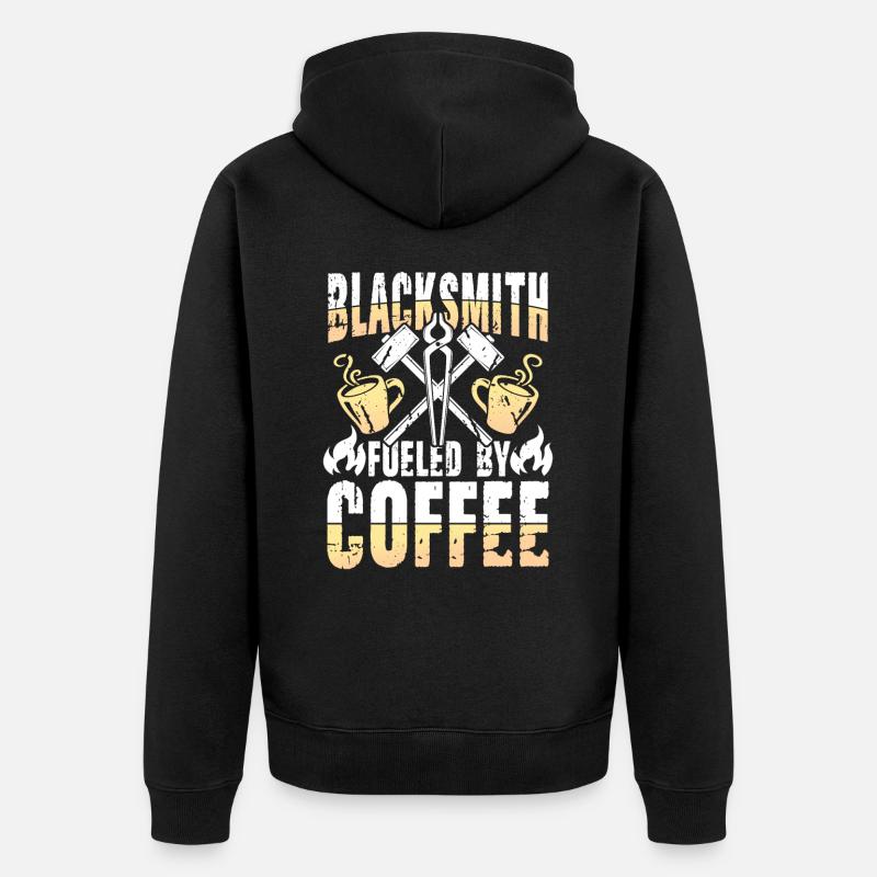 Blacksmith Fueled By Coffee - Unisex Premium Bio Zip Hoodie - Schwarz