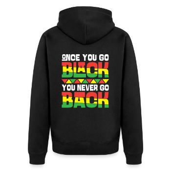 Black Histroy Month Stolz Afro Americkaner für - Unisex Premium Bio Zip Hoodie - Schwarz - Hinten - Nico (187cm)
