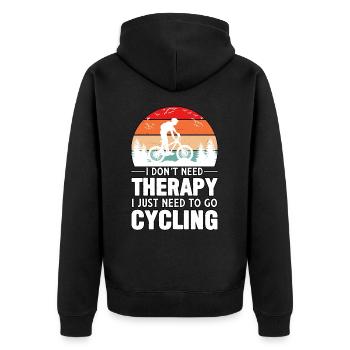 I Don't Need Therapy I Just Need To Go Cycling - Unisex Premium Organic Zip Hoodie - black - Back - Nico (187cm)