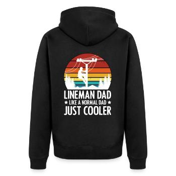 Lineman Dad wie ein normaler Vatertagselektriker - Unisex Premium Bio Zip Hoodie - Schwarz - Hinten - Nico (187cm)