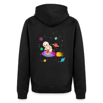 Zukünftiger Astronaut Pandabär - Unisex Premium Bio Zip Hoodie - Schwarz - Hinten - Nico (187cm)
