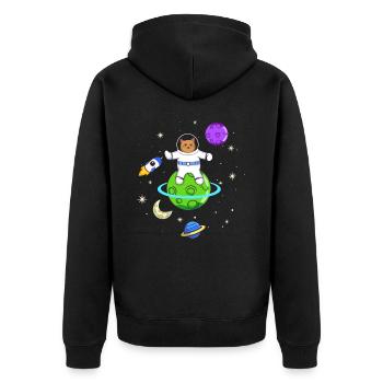 Astronautenliebhaber Katzenbesitzer - Unisex Premium Bio Zip Hoodie - Schwarz - Hinten - Nico (187cm)